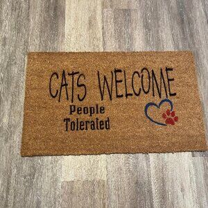 Cats Welcome People Tolerated decorative coir doormat